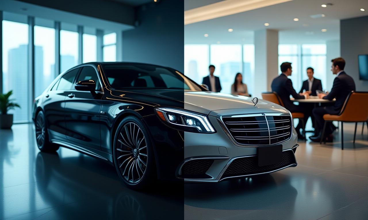 輝きの頂点、ビジネスの頂点へ - 磨き上げられた高級車と専門家によるビジネス会議